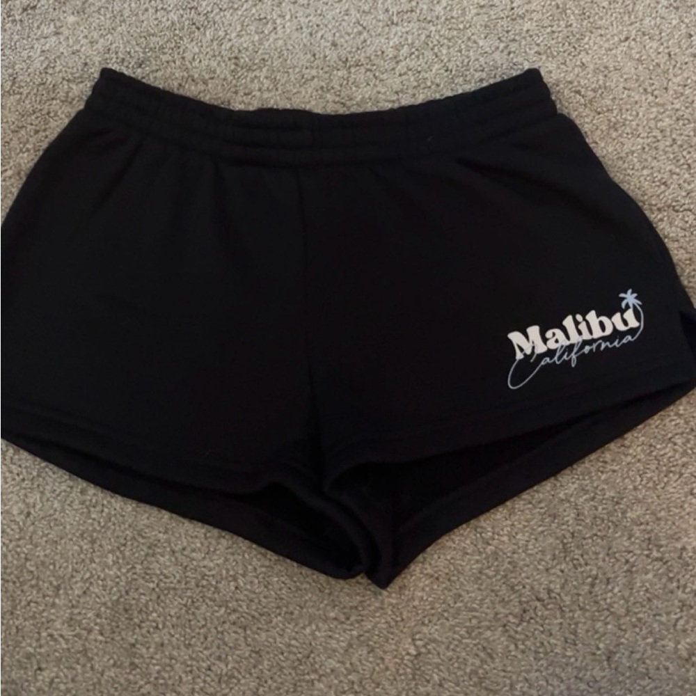 Women’s black shorts- “Malibu California” logo